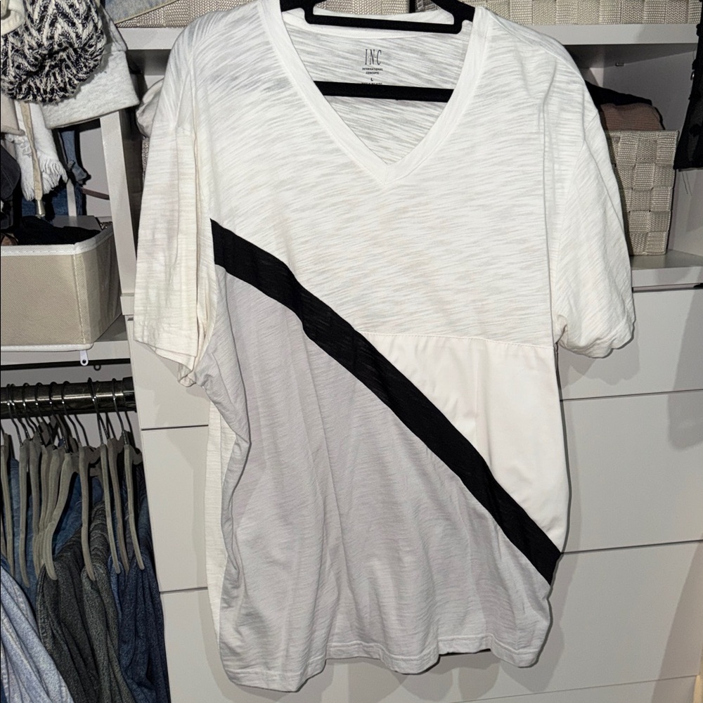 INC International Concepts White V-Neck Tee